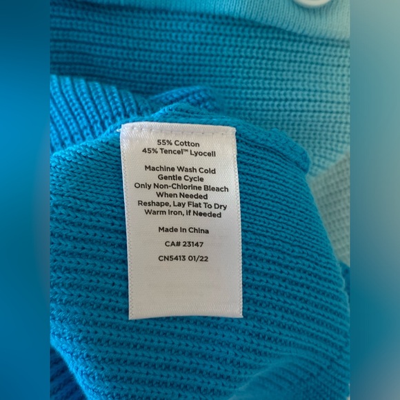 Talbots Sweater Womens Medium Blue Ombre Cotton Blend Button Cardigan - Picture 4 of 9
